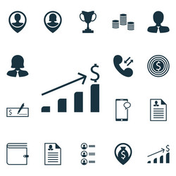 set of 16 management icons includes cellular data vector image