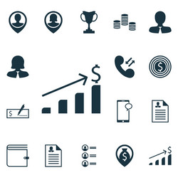 Set of 16 management icons includes cellular data vector