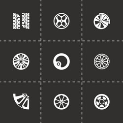 Wheel icon set vector