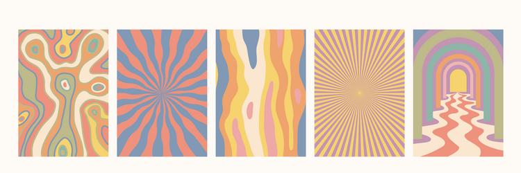 abstract psychedelic retro pattern set groovy vector image