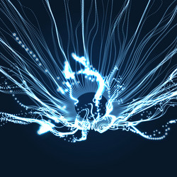 array with dynamic particles 3d technology style vector image