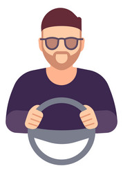 man with steering wheel driver avatar chauffeur vector