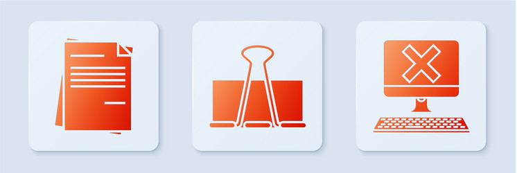set binder clip file document and computer vector image
