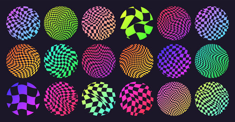 groovy checkered pattern neon round tiled grid vector image