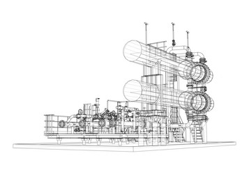 petroleum heater exchanger rendering of 3d vector image