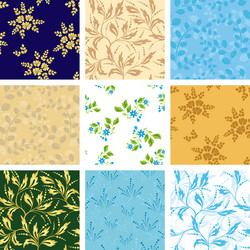 Set of various seamless patterns with flora vector