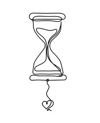 abstract clock with heart as line drawing vector image