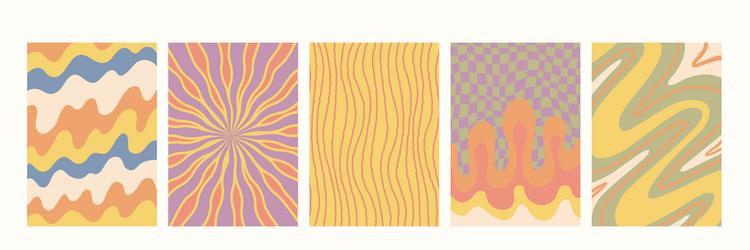 abstract psychedelic retro pattern set groovy vector image