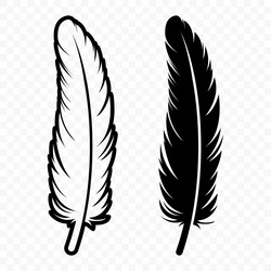black and white fluffy feather logo icons Vector Image