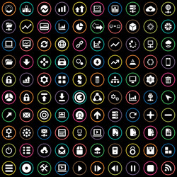 100 big data database icons set vector image