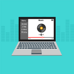 media player application app template with flat vector image