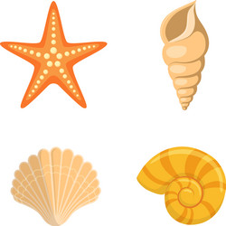 Realistic 3d sea shell starfish set Royalty Free Vector
