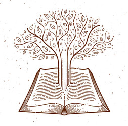 tree growing from text lines an open vintage Vector Image