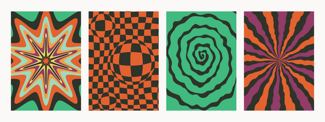 abstract psychedelic retro pattern set groovy vector image