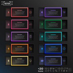 infographic design list with colorful square vector image