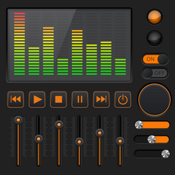 Sound equalizer with slider and media player vector