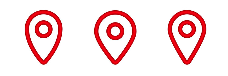three bold red location icons in sequence vector image