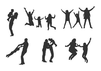 Jumping Family Silhouettes Vector Image