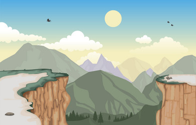 Mountain Valley Landscape Vector Image