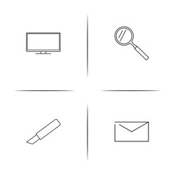office simple linear icon setsimple outline icons vector image