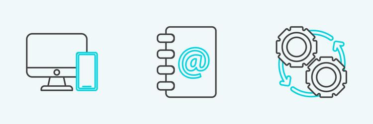 set line gear and arrows as workflow process vector image