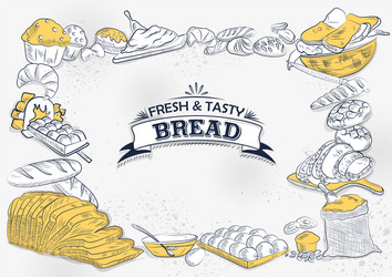 Template different types bread and loafs vector