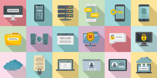 multi-factor authentication icons set flat style vector image