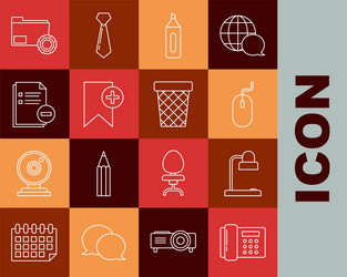 set line telephone table lamp computer mouse vector image