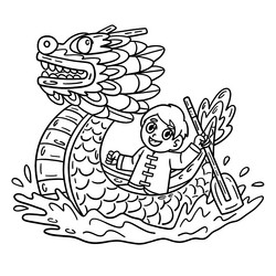 year of the dragon boat isolated coloring vector