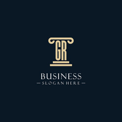 gr initial monogram logos with pillar shapes style vector image