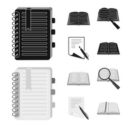 isolated object book and open icon set vector image
