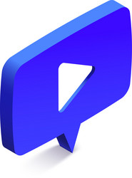 isometric view of a blue speech bubble containing vector image