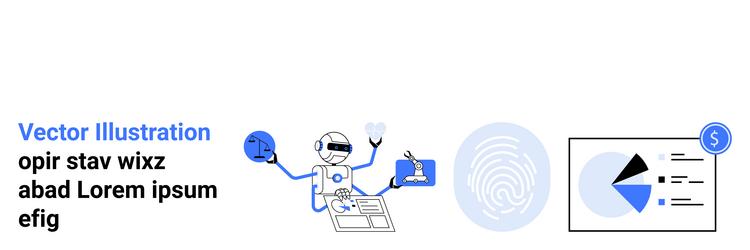 robotic ai performing data analysis and biometrics vector image