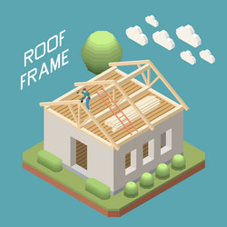 roofer isometric composition vector