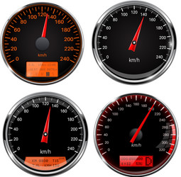 speedometers and tachometers car dashboard black vector