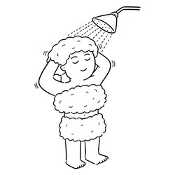 Woman showering Royalty Free Vector Image - VectorStock