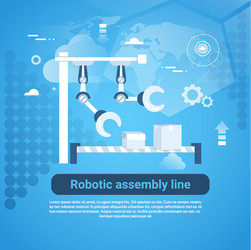 robotic assembly line web banner with copy space vector image