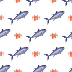 Seafood Pattern - Fish & Crab Vector Image