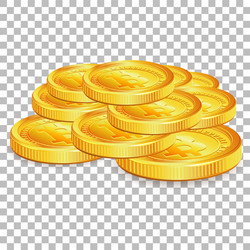 Stack bitcoins on transparent background vector