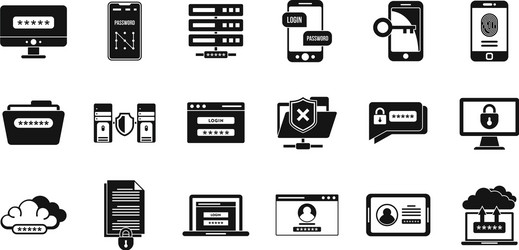 Account multi-factor authentication icons set vector