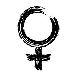 Female symbol painted with black brush vector