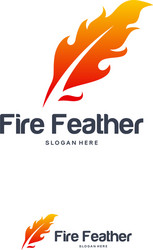 Fire Feather Logo - Flame & Quill Vector Image