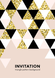 Golden triangle pattern background for invitation vector