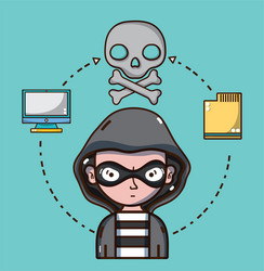 Hacker and security system technology vector