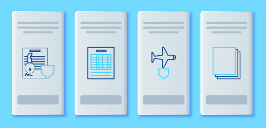 set line report file document plane with shield vector image