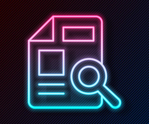 glowing neon line document with graph chart icon vector image