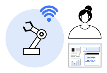 robotic arm with wireless connection user profile vector image