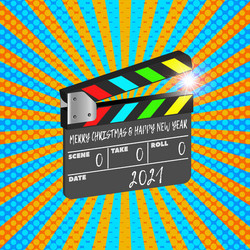 3d clapperboard inscription merry christmas vector