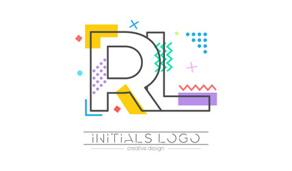 letters r and l merging of two initials vector image