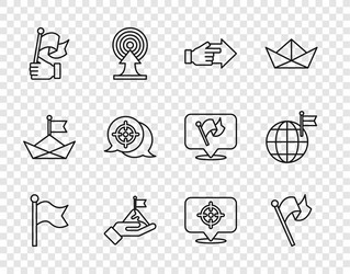 set line flag hand with pointing finger vector image